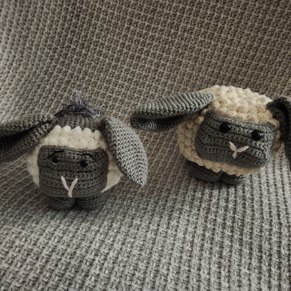 Handcrafted Gray and Cream Bunny Plush Toy - Picture 2 of 4